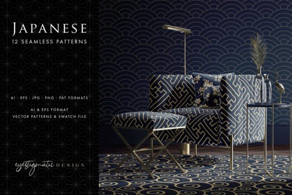 12 Seamless Japanese Inspired Patterns