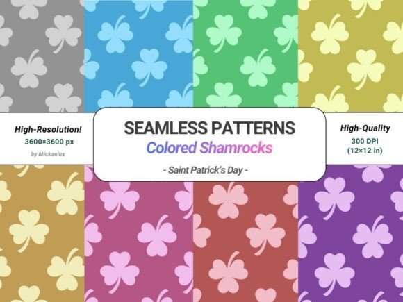 21 Colorful Shamrocks Patterns Seamless for Creative Projects