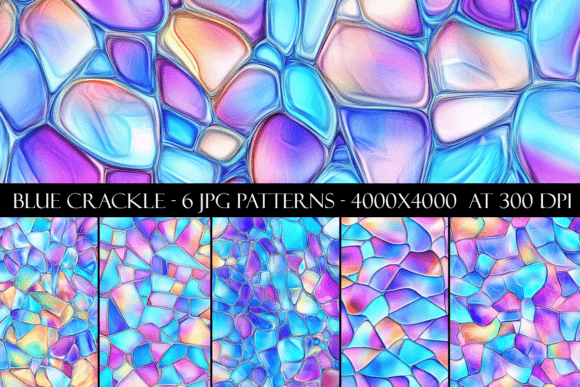 Blue Crackle Seamless Patterns for Creative and Commercial Use