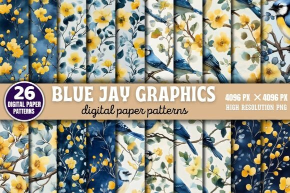 Blue Jay Graphics Patterns Digital Paper