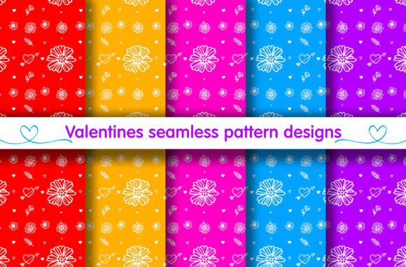 Cute Valentine Love Floral Patterns for Creative and Professional Use