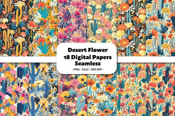 Desert Flower 18 Seamless Patterns: A Versatile Digital Design Resource