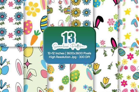 Easter Floral Seamless Patterns Bundle