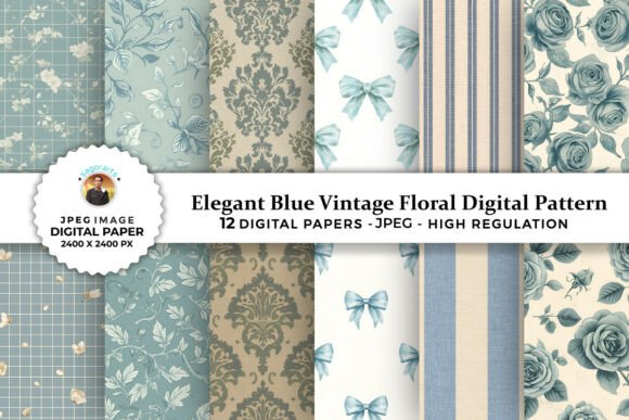 Elegant Blue Vintage Floral Patterns: A Strategic Design Choice for Creative and Professional Projects
