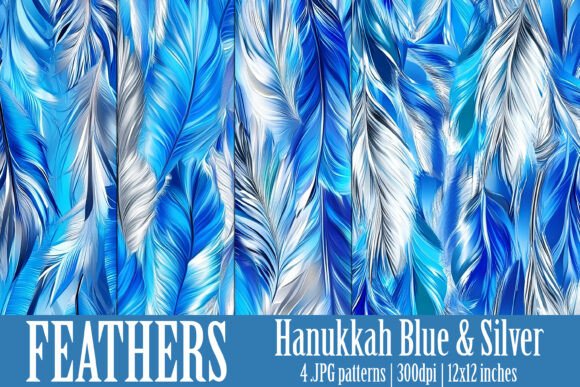 Hanukkah Color Feathers Patterns, S4