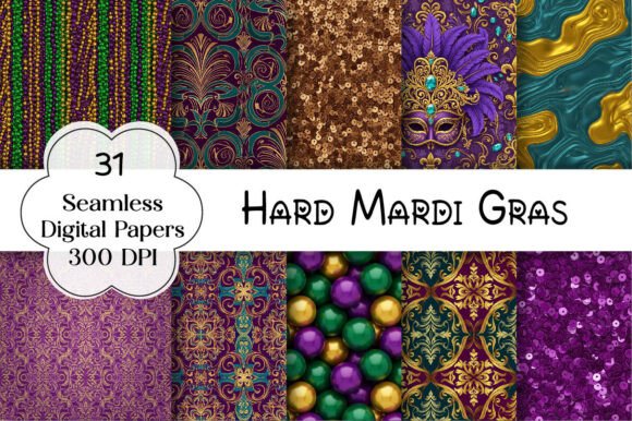 Hard Mardi Gras Seamless Patterns