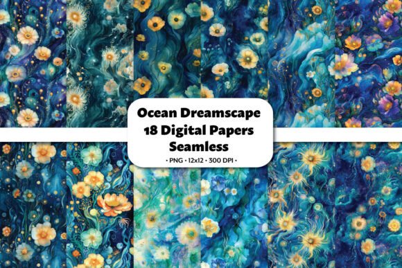 Ocean Dreamscape 18 Seamless Patterns
