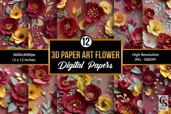 Paper Art Flowers Seamless Patterns: A Versatile Creative Resource