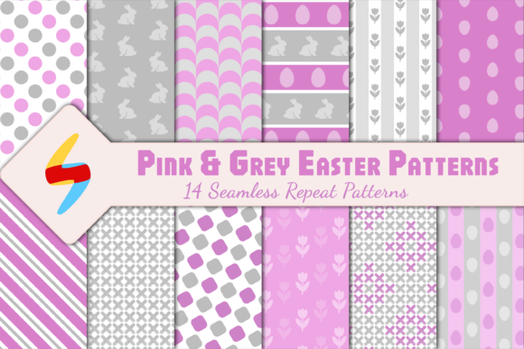 Pink Gray Easter Bunny Patterns