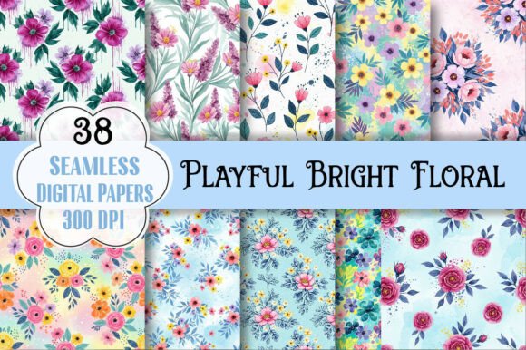 Playful Bright Floral Seamless Patterns