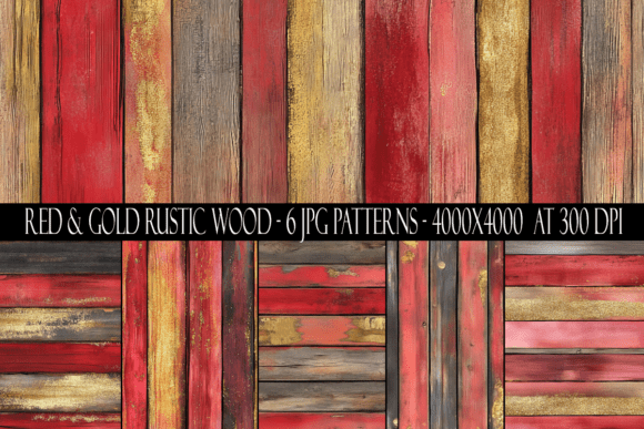 Red and Gold Rustic Wood Patterns