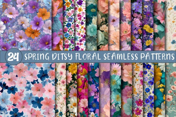 Spring Ditsy Floral Seamless Patterns