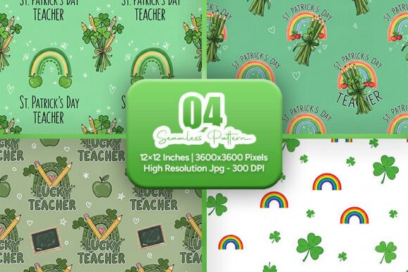 St Patricks Teacher Seamless Patterns
