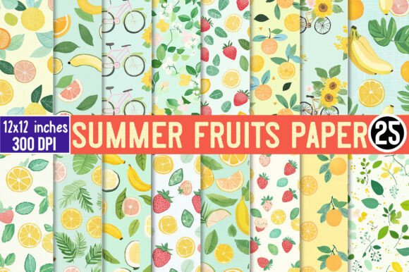 Summer Fruits Paper Patterns Backgrounds