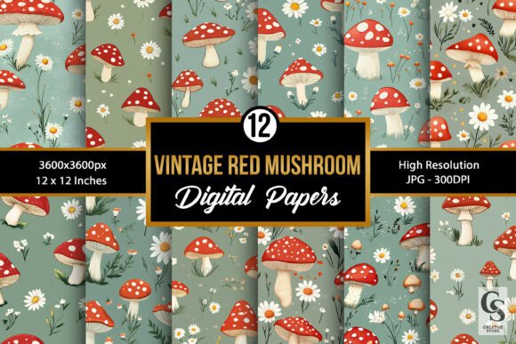 Vintage Red Mushroom Daisy Patterns: A Timeless Design for Creative Projects